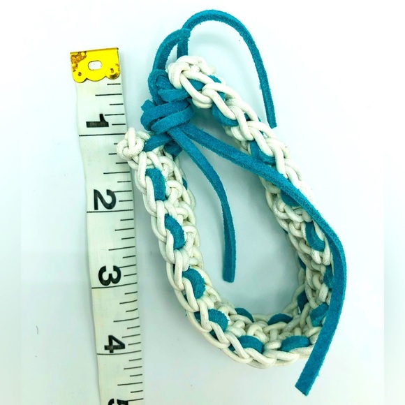 Crocheted Leather and Suede Bracelet - Picture 7 of 7